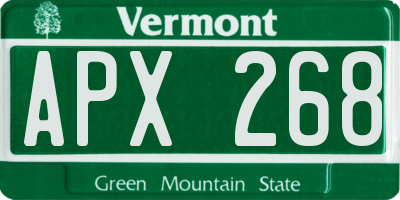 VT license plate APX268
