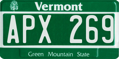 VT license plate APX269