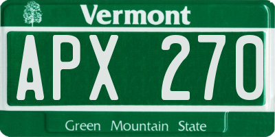 VT license plate APX270