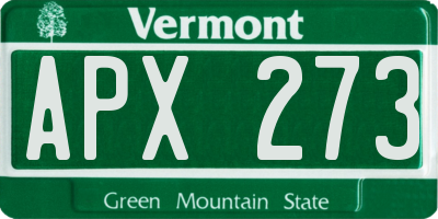 VT license plate APX273