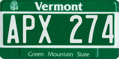 VT license plate APX274