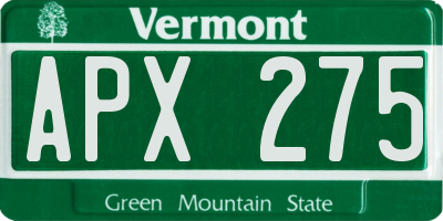 VT license plate APX275
