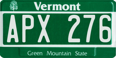 VT license plate APX276