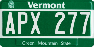 VT license plate APX277