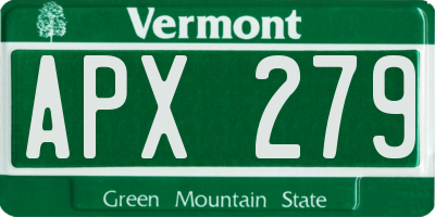 VT license plate APX279