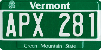 VT license plate APX281