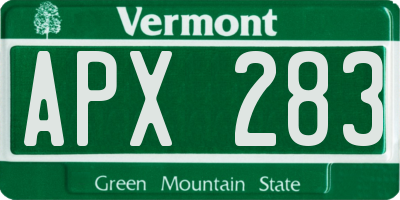 VT license plate APX283