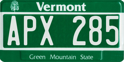 VT license plate APX285