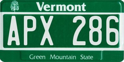 VT license plate APX286