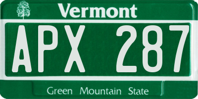 VT license plate APX287