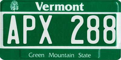 VT license plate APX288