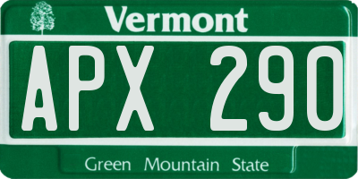 VT license plate APX290