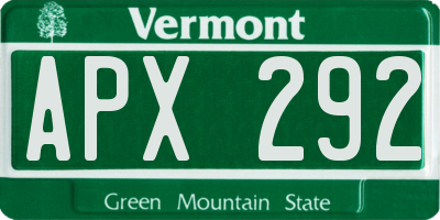 VT license plate APX292