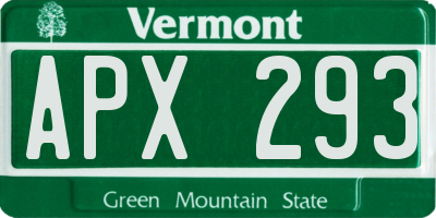 VT license plate APX293