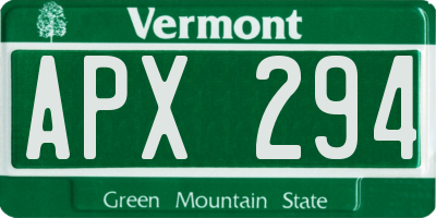 VT license plate APX294