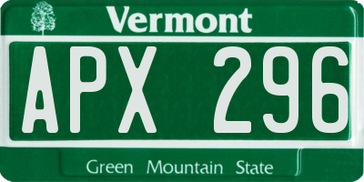 VT license plate APX296