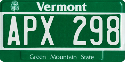 VT license plate APX298