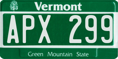 VT license plate APX299