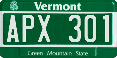 VT license plate APX301