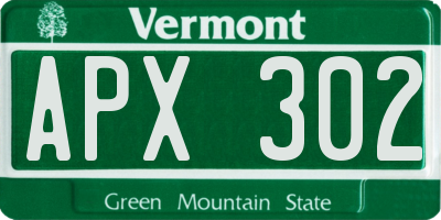 VT license plate APX302