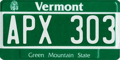VT license plate APX303
