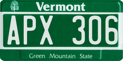 VT license plate APX306