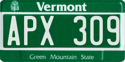 VT license plate APX309