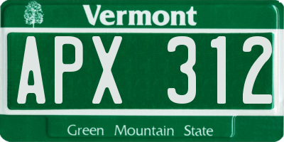 VT license plate APX312