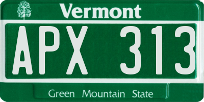 VT license plate APX313