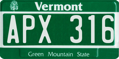 VT license plate APX316