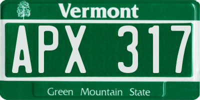 VT license plate APX317