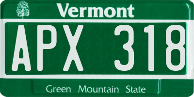 VT license plate APX318