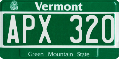 VT license plate APX320