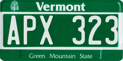 VT license plate APX323