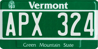 VT license plate APX324