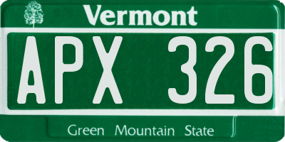 VT license plate APX326
