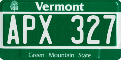 VT license plate APX327