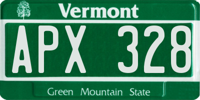 VT license plate APX328