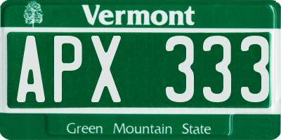 VT license plate APX333