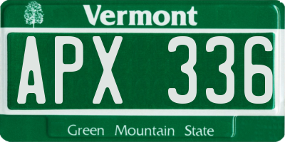 VT license plate APX336