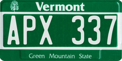VT license plate APX337