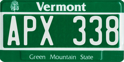 VT license plate APX338