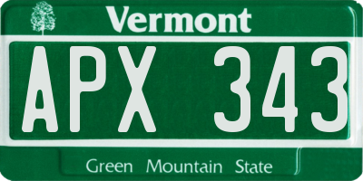 VT license plate APX343