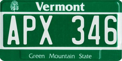 VT license plate APX346