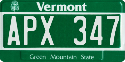 VT license plate APX347