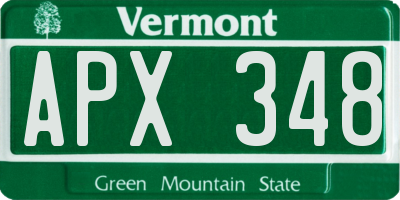 VT license plate APX348