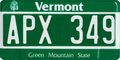 VT license plate APX349