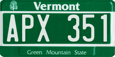 VT license plate APX351