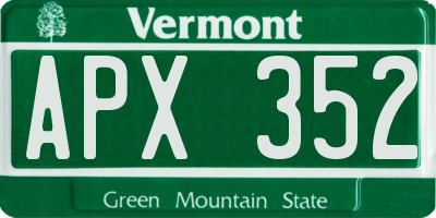 VT license plate APX352