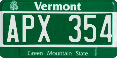 VT license plate APX354